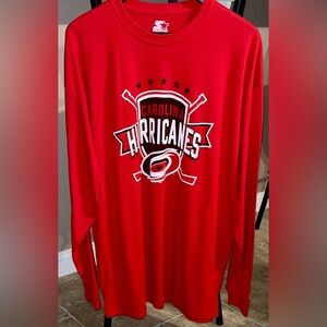 Men's Starter NHL Carolina Hurricanes Red Long Sleeve Shirt, XXL, 2XL